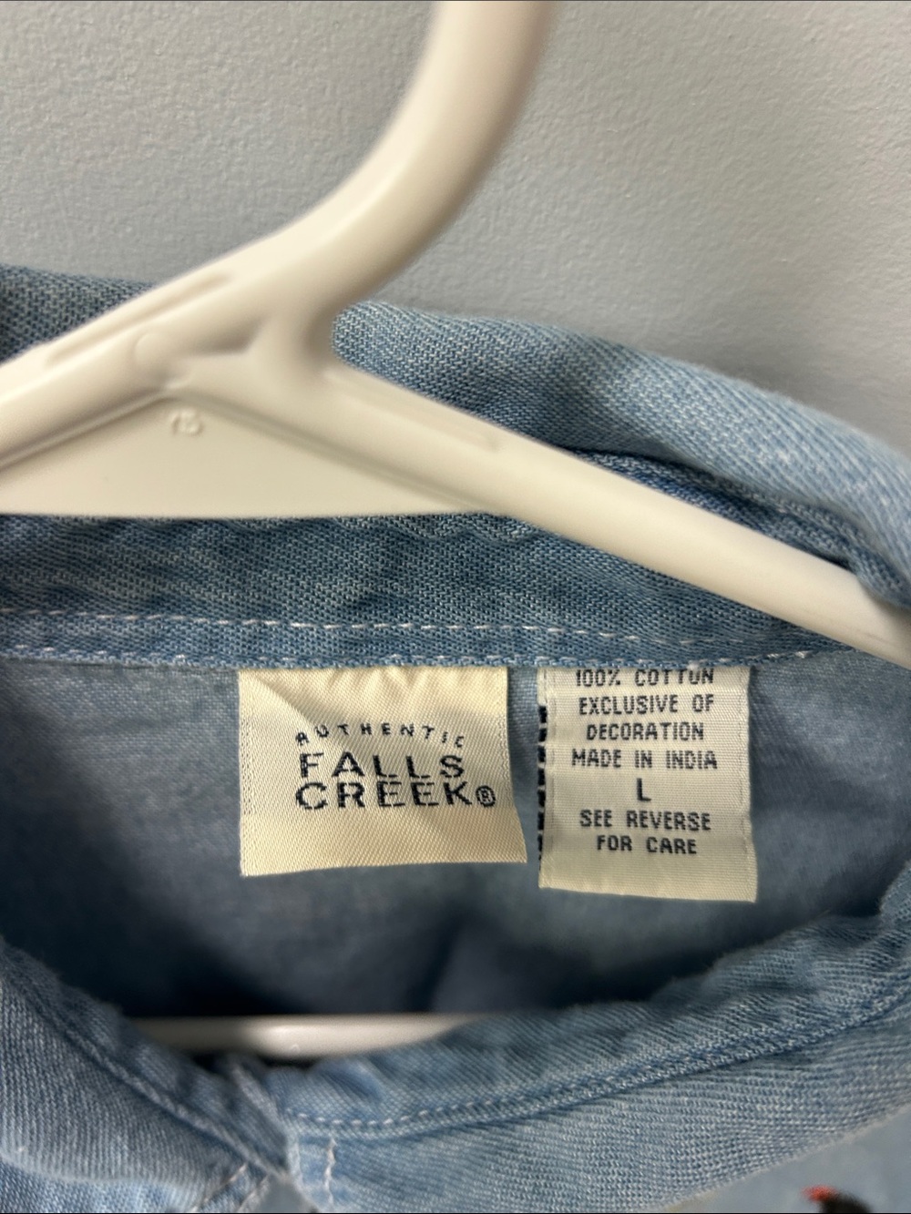 Falls Creek Light Blue Denim Halloween Shirt - Picture 2 of 4